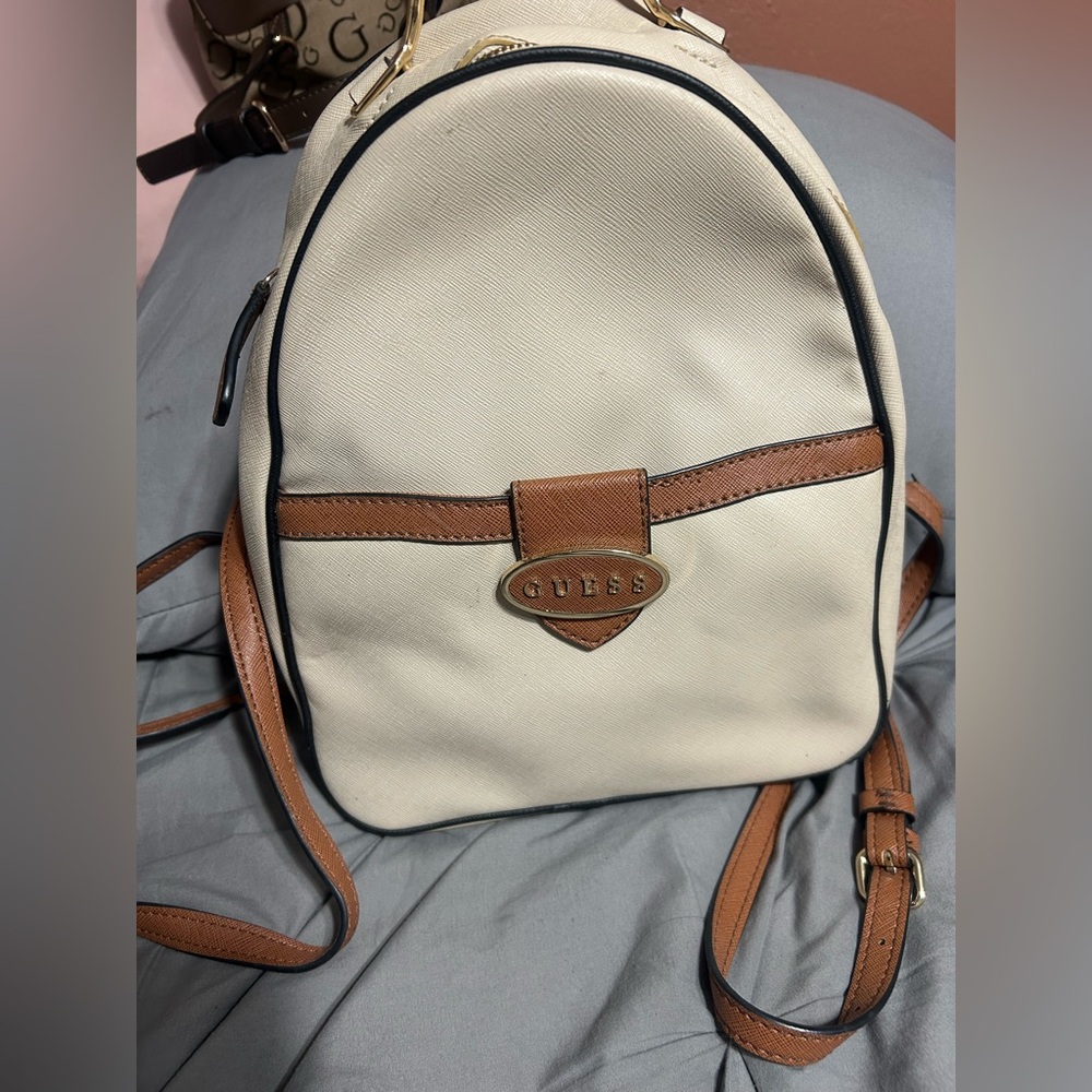GUESS Tan and Cream Women's Backpack